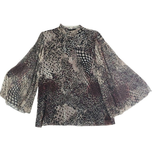 Chico's ~Size 2 (Large)~ Cheetah Snake Mesh Knit Top Neutral Lined NWT. - Picture 1 of 16
